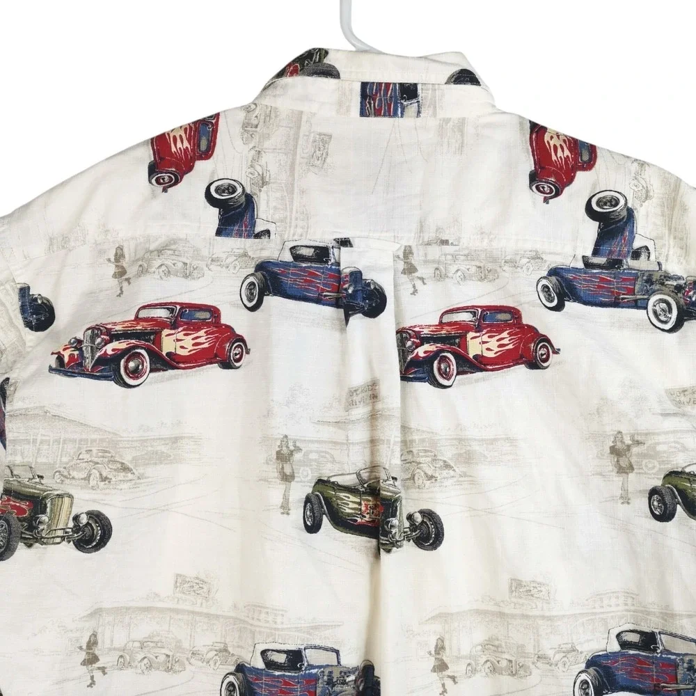 North River Outfitters Short Sleeve Shirt Men Cars Print XXL PIT TO‎ PIT 27 IN